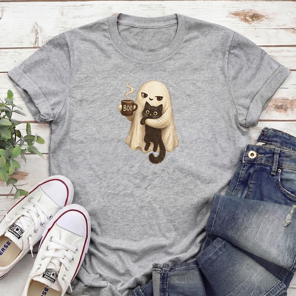Ghost Snuggle Coffee Standard Tee Heather Grey