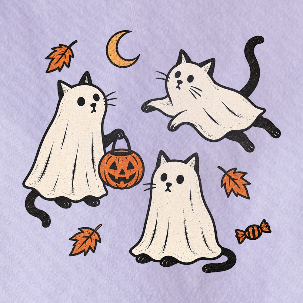 Comfort Colors Playful Ghost Cats Premium Sweatshirt - Orchid - Image 2