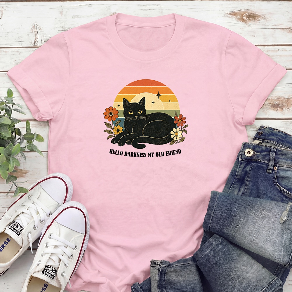 Hello Darkness My Old Friend Standard Tee Light Pink