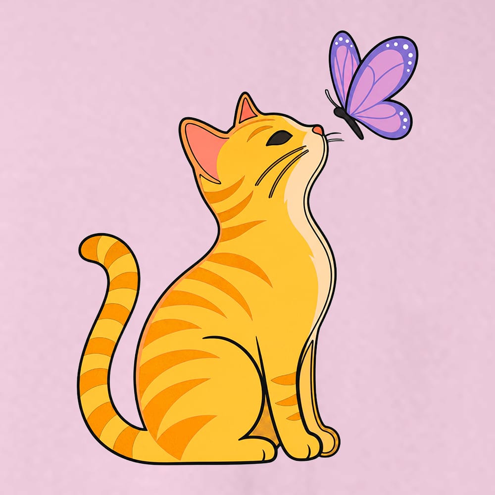 Cat With Butterfly Hoodie Light Pink - Image 2