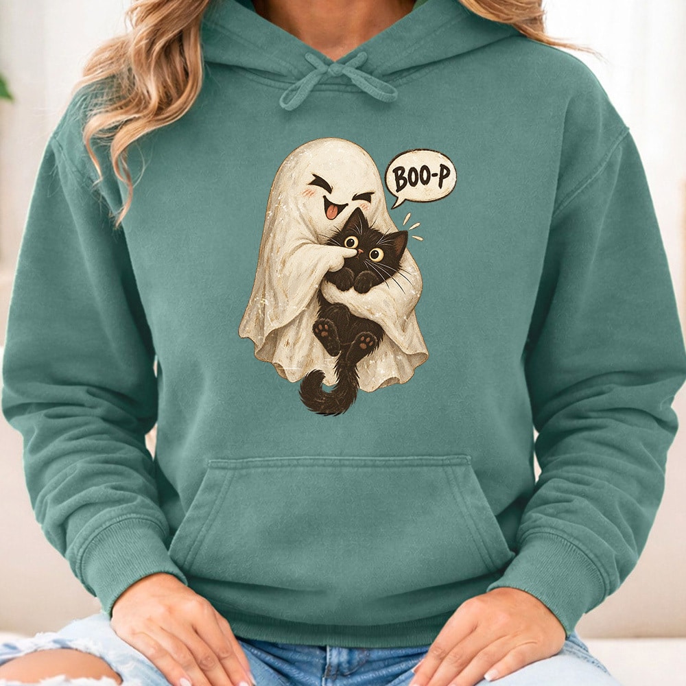 Comfort Colors Ghost Snuggle Boo-p Premium Hoodie Light Green