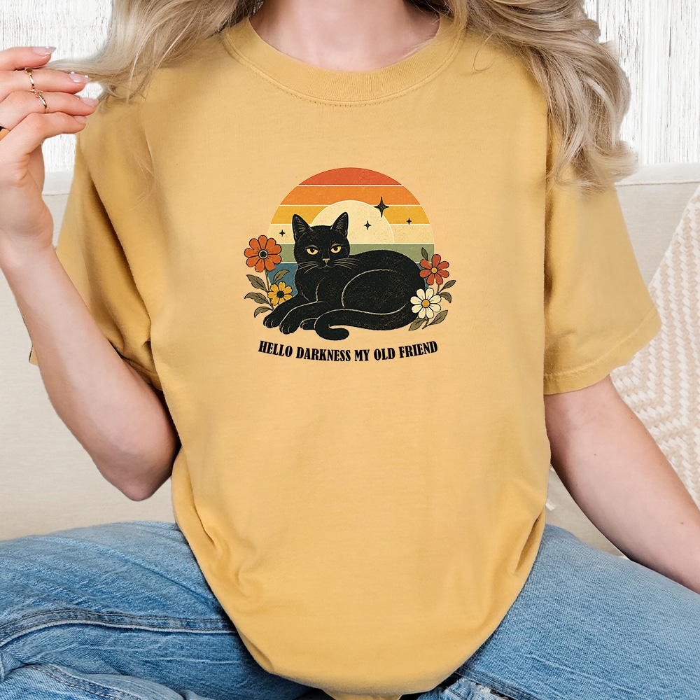 Comfort Colors Hello Darkness My Old Friend Vintage Washed Tee - Mustard