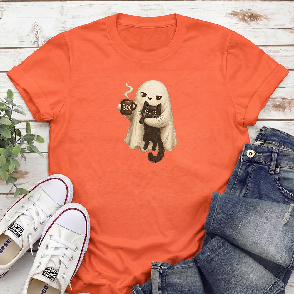 Ghost Snuggle Coffee Standard Tee Orange