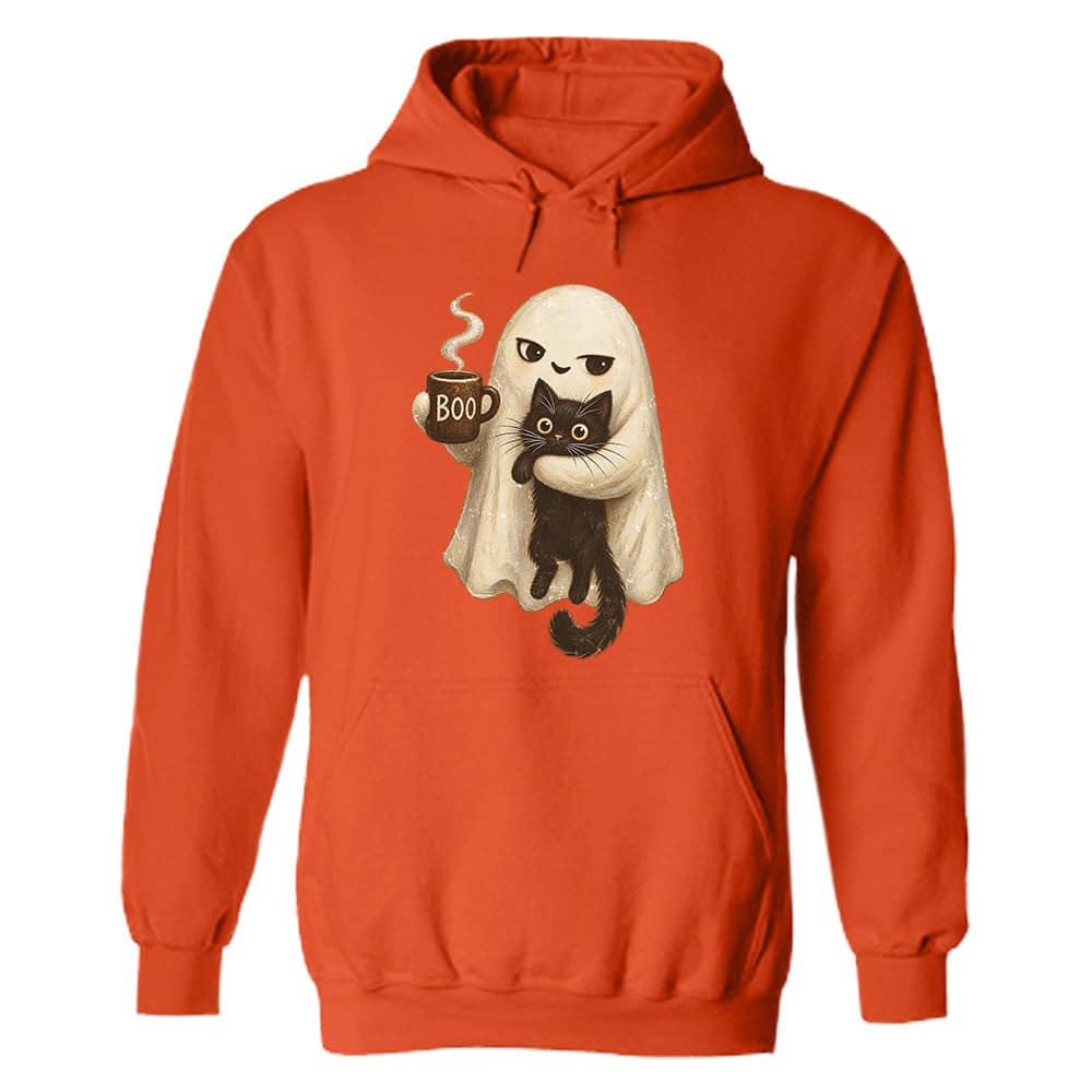 Ghost Snuggle Coffee Hoodie Orange