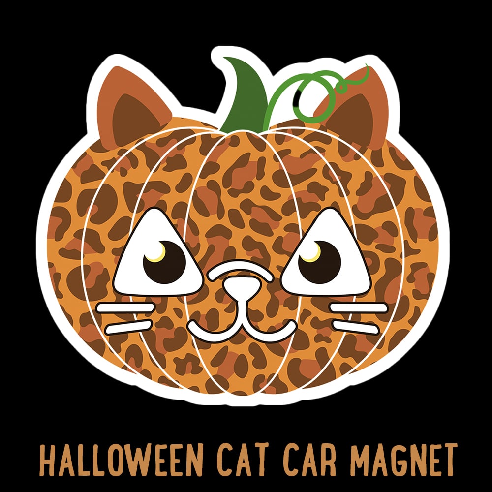 Wildly Spooky Cheetah Pumpkin Cat Magnet- Great for Kitchen Fridge, Home Decor- Helps Feed Hungry Shelter Cats in Need