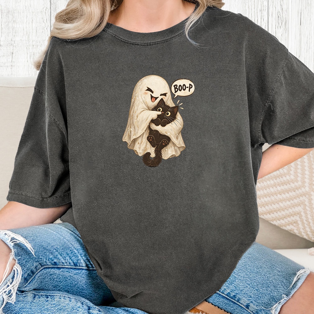 Comfort Colors Ghost Snuggle Boo-p Vintage Washed Tee - Pepper