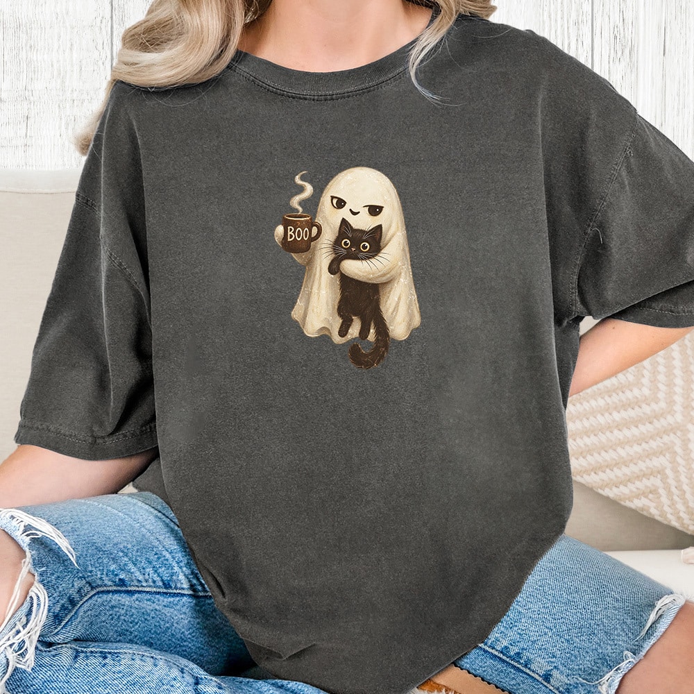 Comfort Colors Ghost Snuggle Coffee Vintage Washed Tee - Pepper