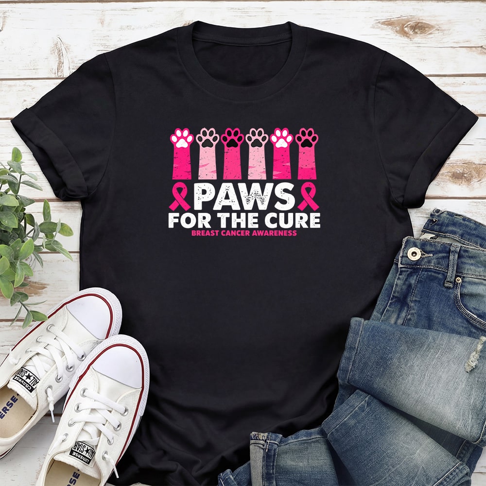 Paws For The Cure Breast Cancer Awareness Standard Tee Black