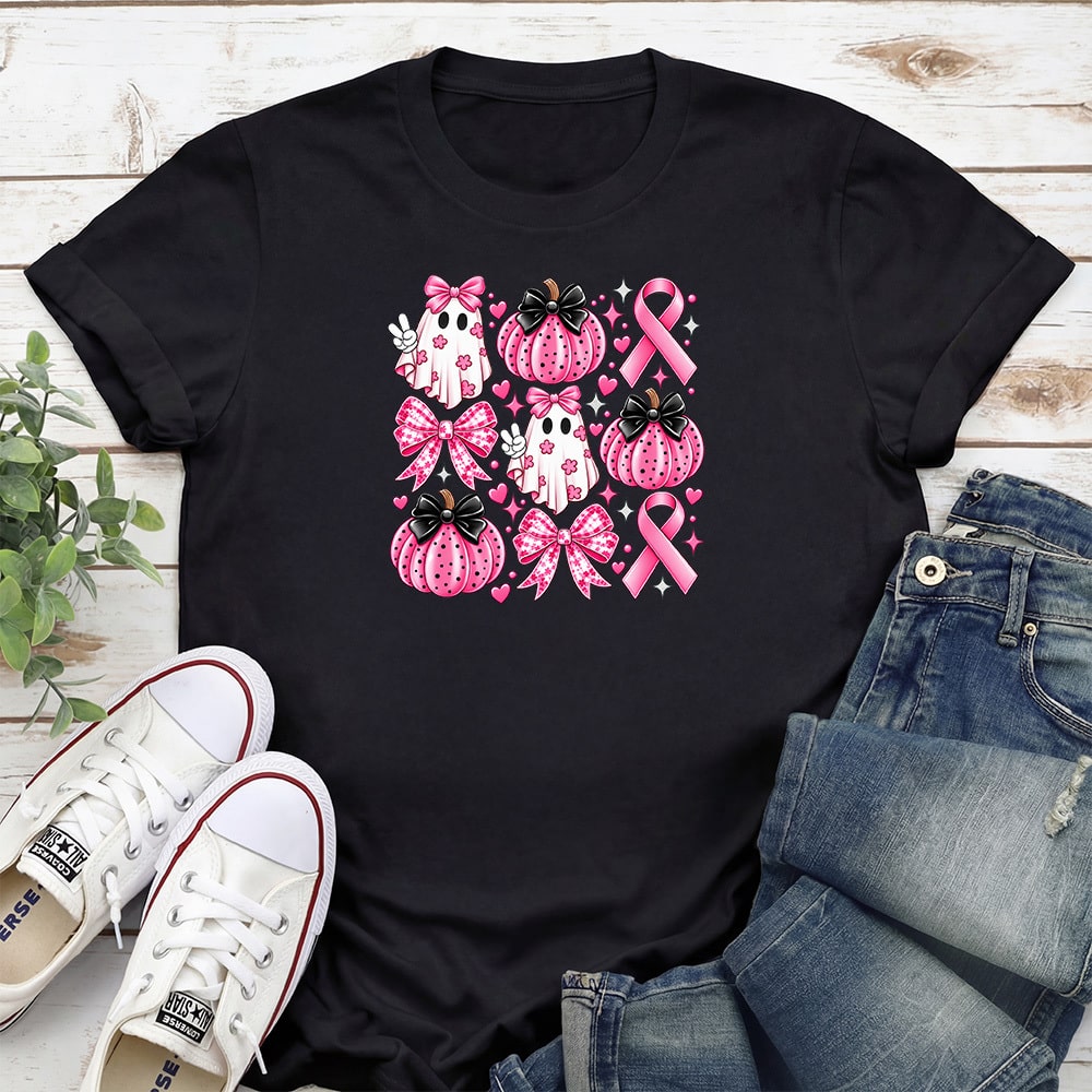 Pink Pumpkins & Ghosts Standard Tee Black