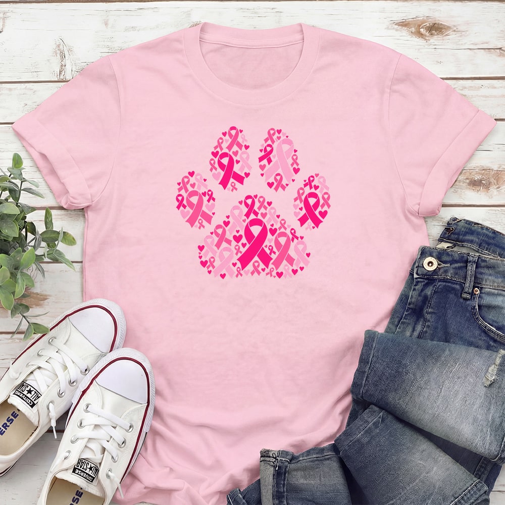Pink Ribbon Paw Standard Tee Light Pink