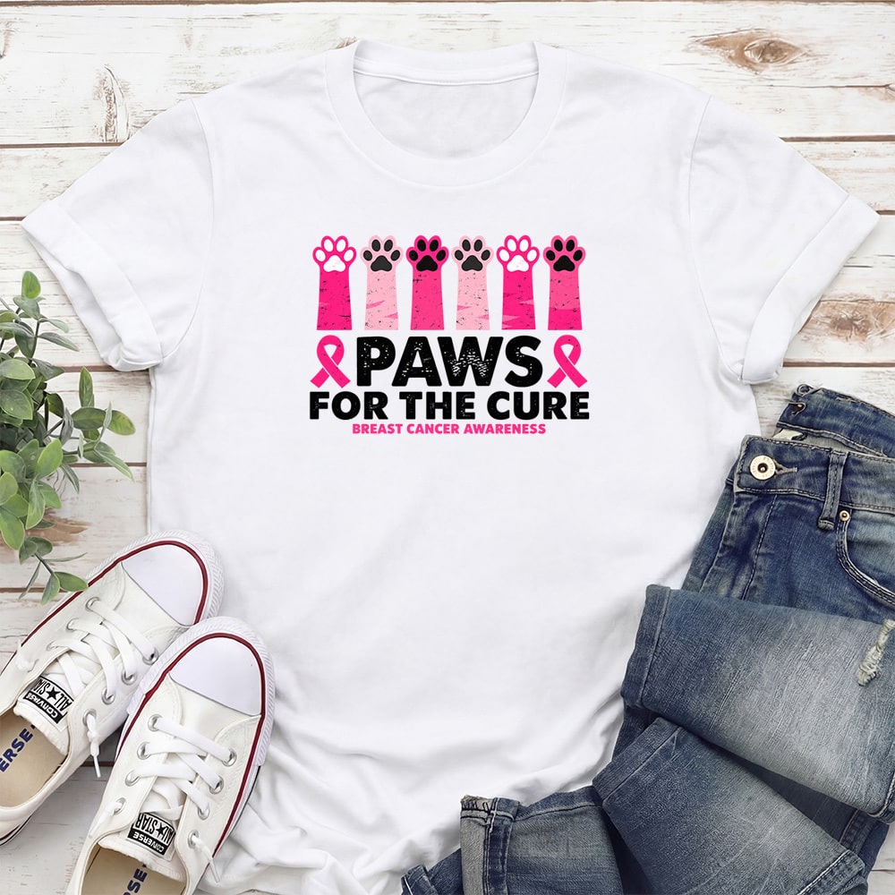 Paws For The Cure Breast Cancer Awareness Standard Tee White