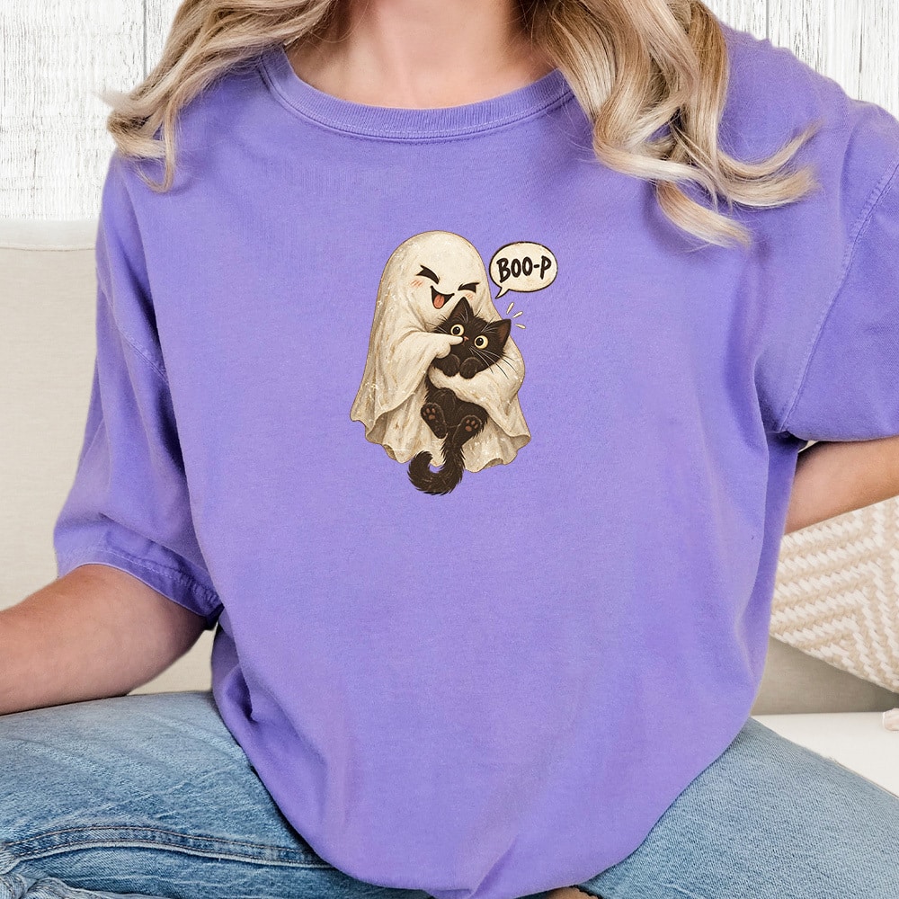 Comfort Colors Ghost Snuggle Boo-p Vintage Washed Tee - Violet
