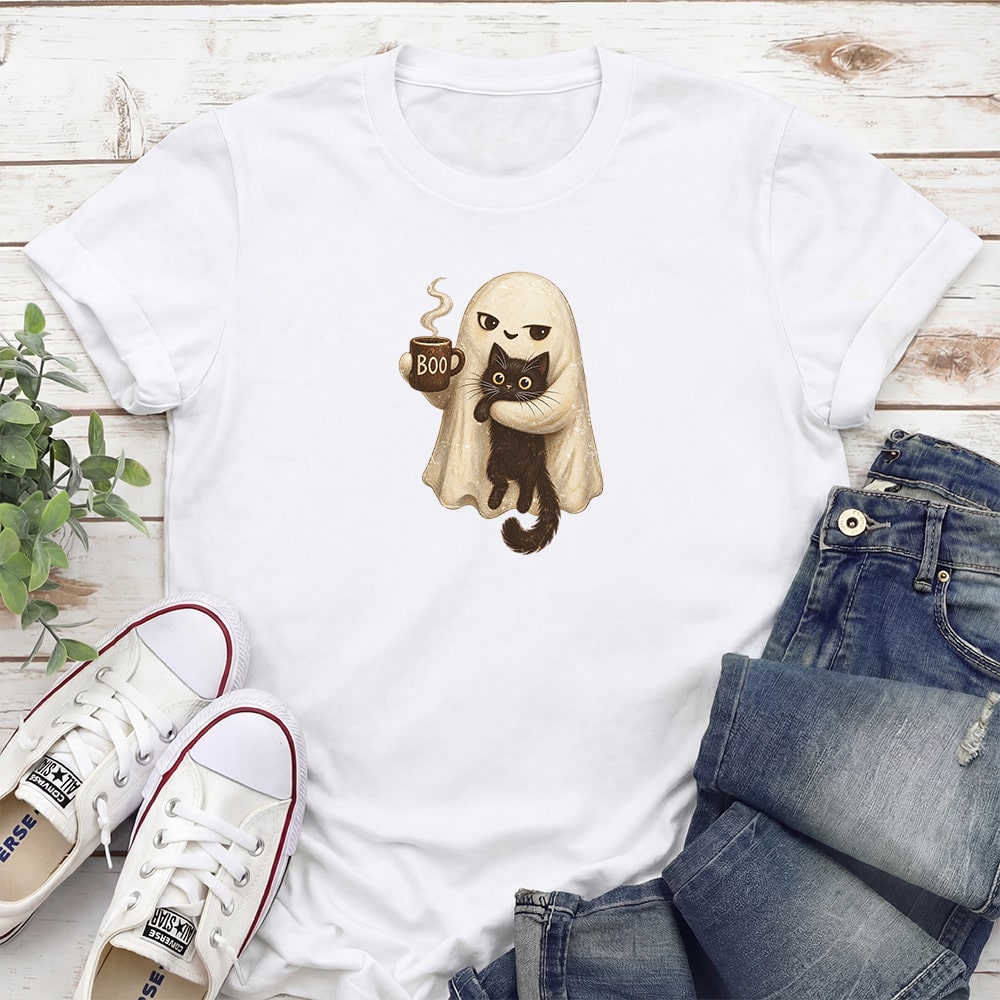 Ghost Snuggle Coffee Standard Tee White