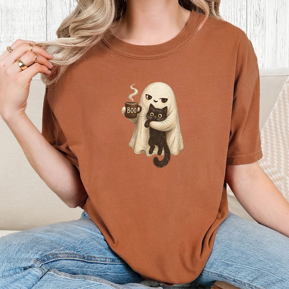 Comfort Colors Ghost Snuggle Coffee Vintage Washed Tee - Yam