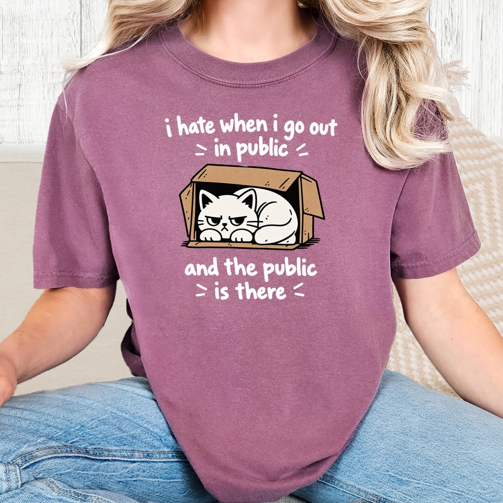 Comfort Colors I Hate When I Go Out In Public Vintage Washed Tee - Berry