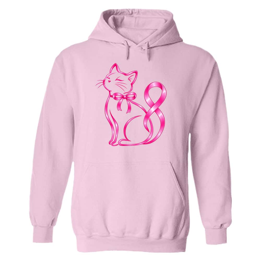 Pink Kitty Ribbon Hoodie Light Pink