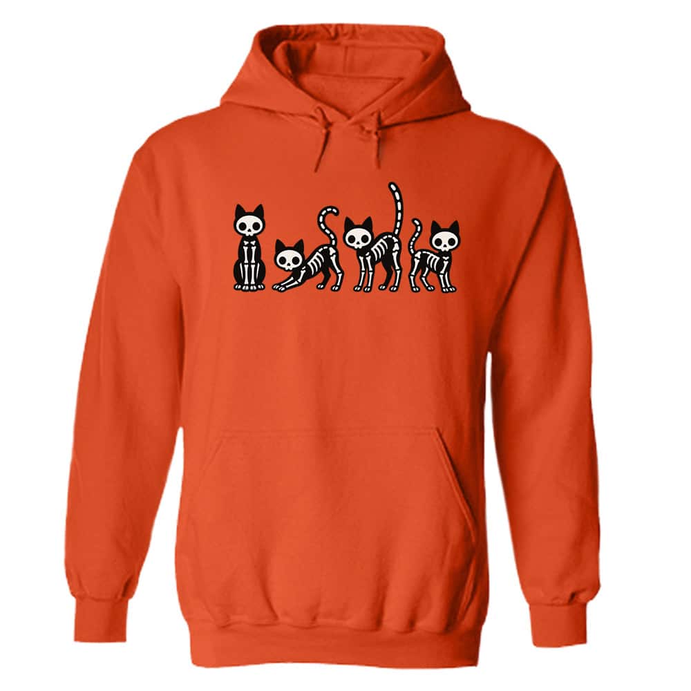 Kitty Skeletons Hoodie Orange