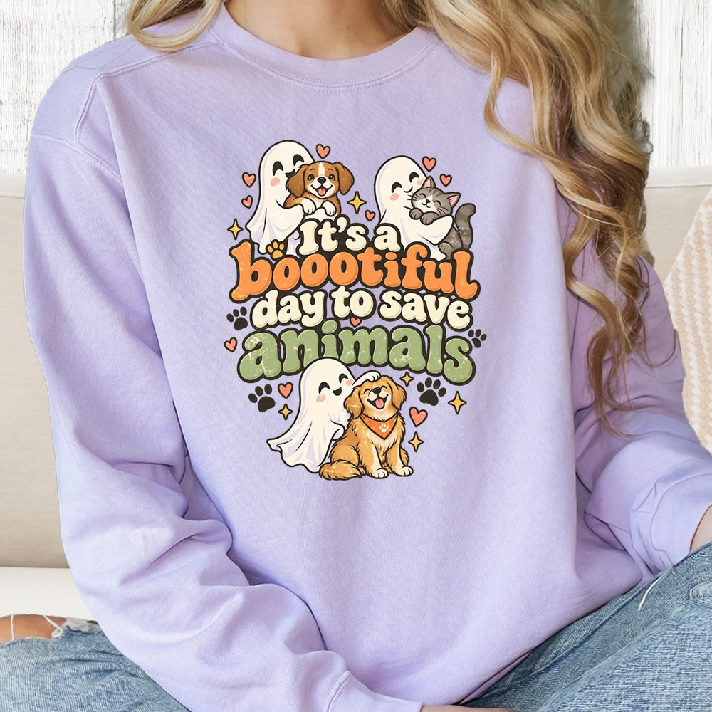 Comfort Colors It’s A Boootiful Day To Save Animals Premium Sweatshirt - Orchid