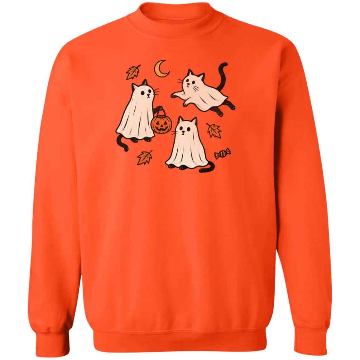 Playful Ghost Cats Sweatshirt Orange