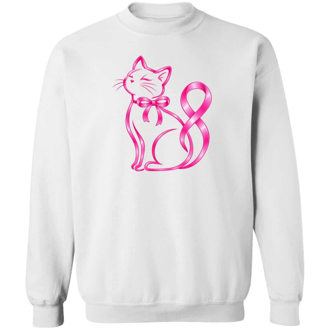 Pink Kitty Ribbon Sweatshirt White