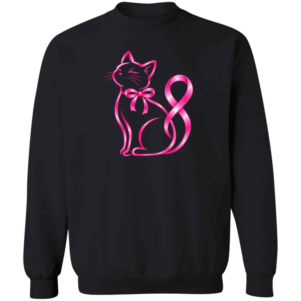 Pink Kitty Ribbon Sweatshirt Black