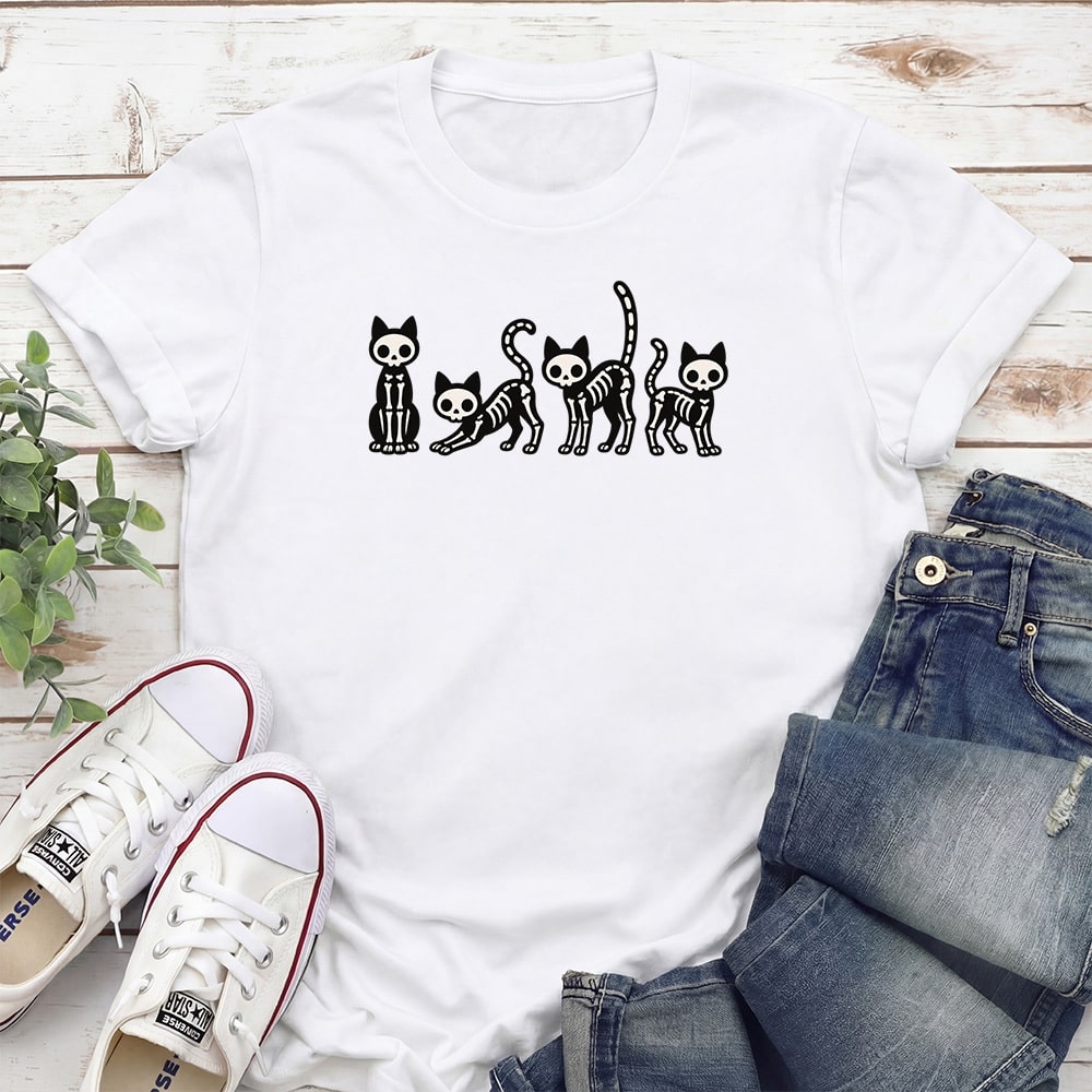 Kitty Skeletons Standard Tee White