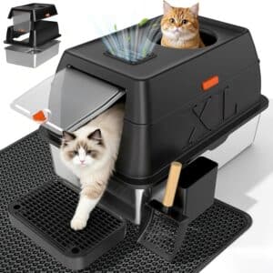 Tevila XL Enclosed Stainless Steel Litter Box