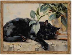 Framed Black Cat Canvas Wall Art
