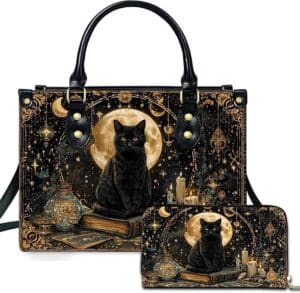 Black Cat Leather Bag