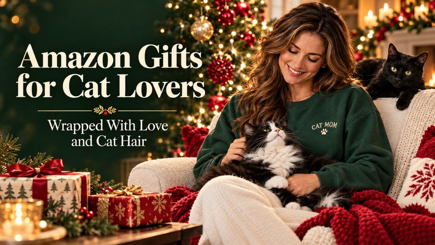 Cozy Christmas gift ideas for cat lovers including apparel, decor, and personalized items