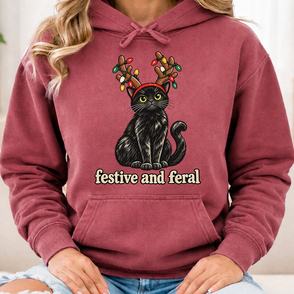Comfort Colors Festive And Feral Premium Hoodie Crimson