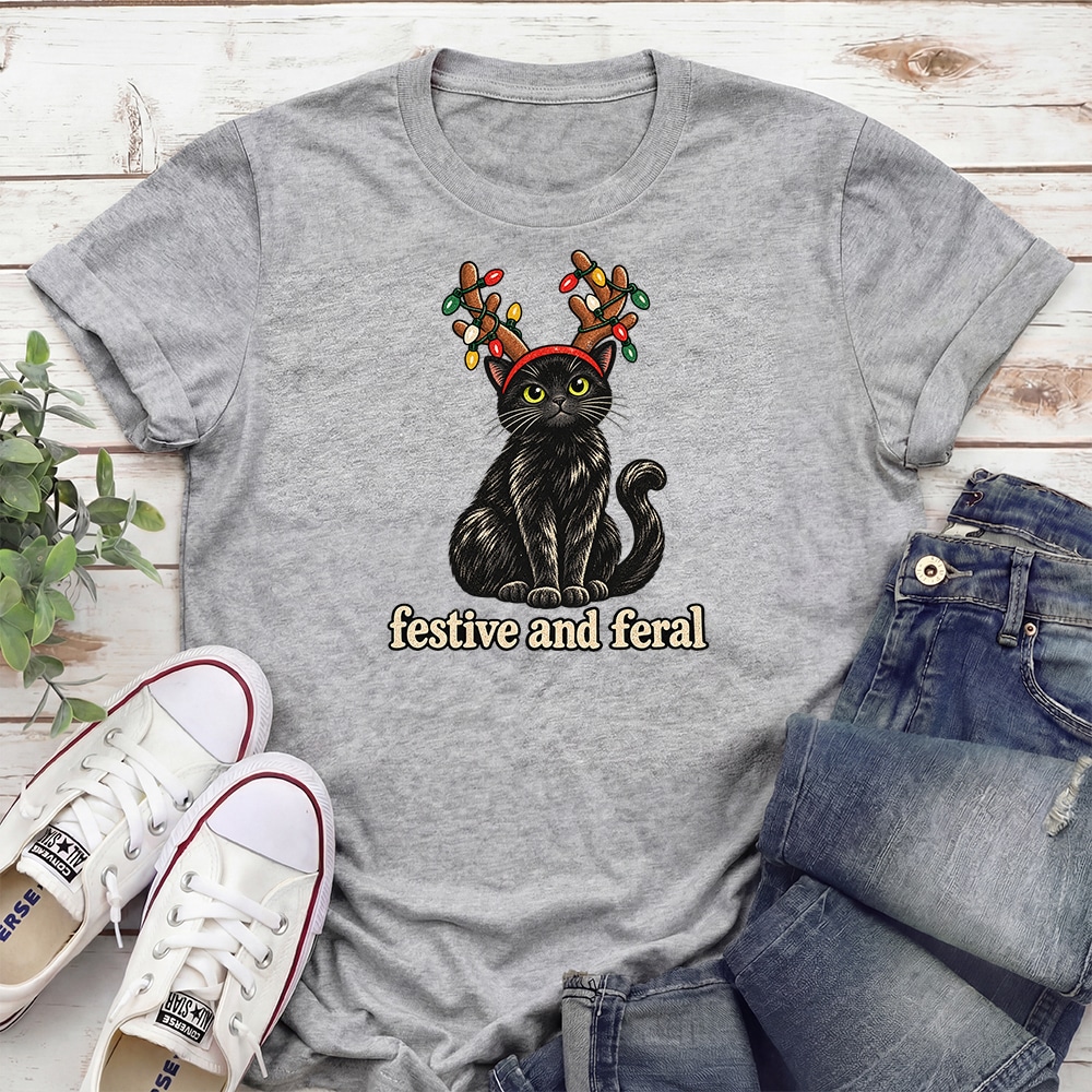 Festive And Feral Standard Tee Heather Grey