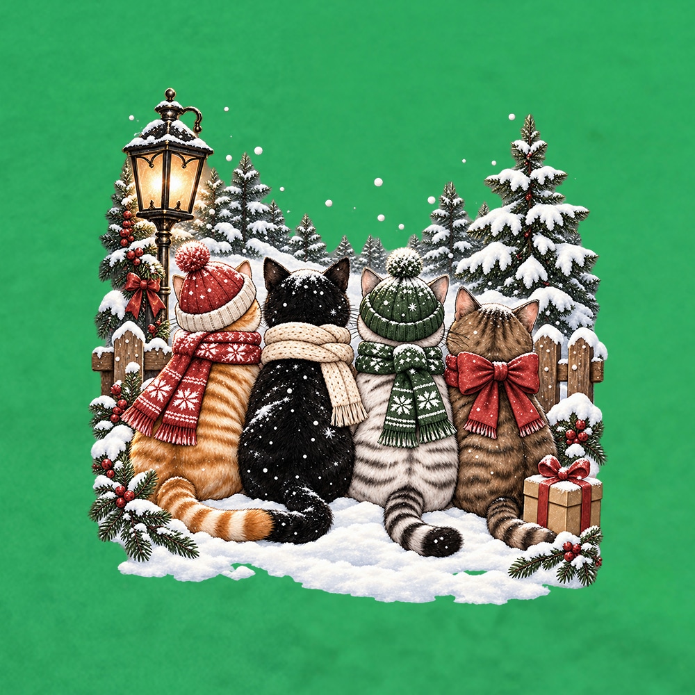 Winter Wonderland Kitties Standard Tee Green - Image 4