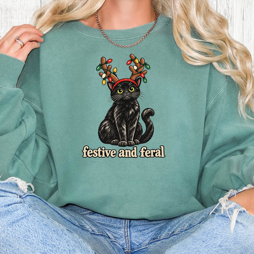 Comfort Colors Festive And Feral Premium Sweatshirt - Light Green