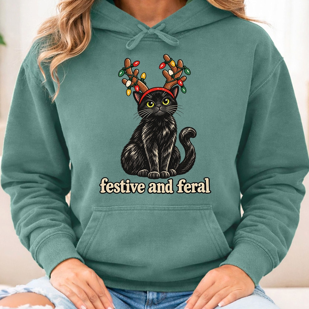 Comfort Colors Festive And Feral Premium Hoodie Light Green