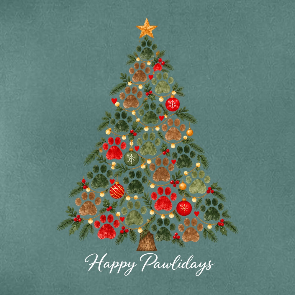 Comfort Colors Happy Pawlidays Tree Premium Hoodie Light Green - Image 2