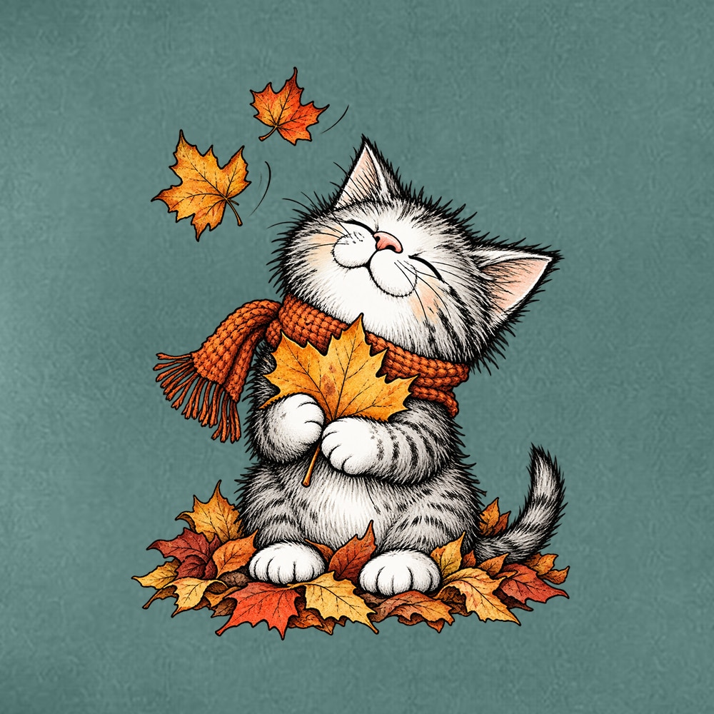 Comfort Colors Fall Kitty Leaves Premium Hoodie Light Green - Image 2