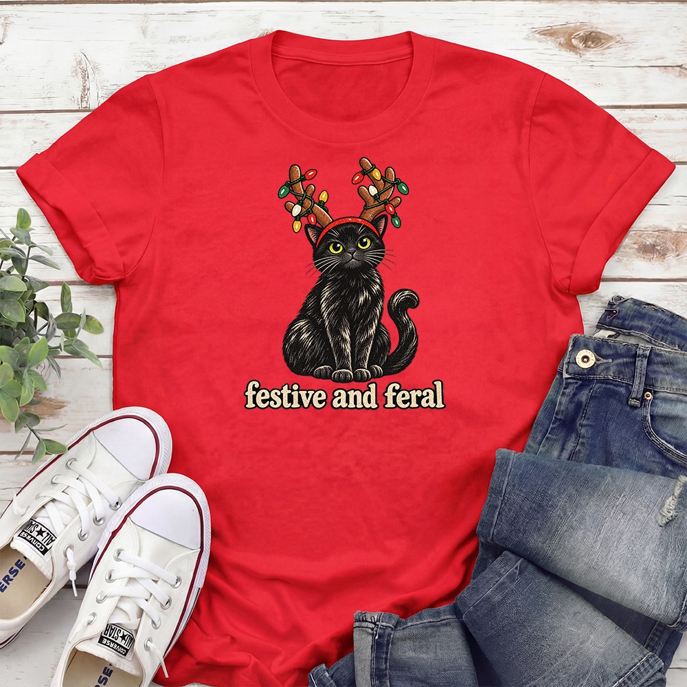Festive And Feral Standard Tee Red