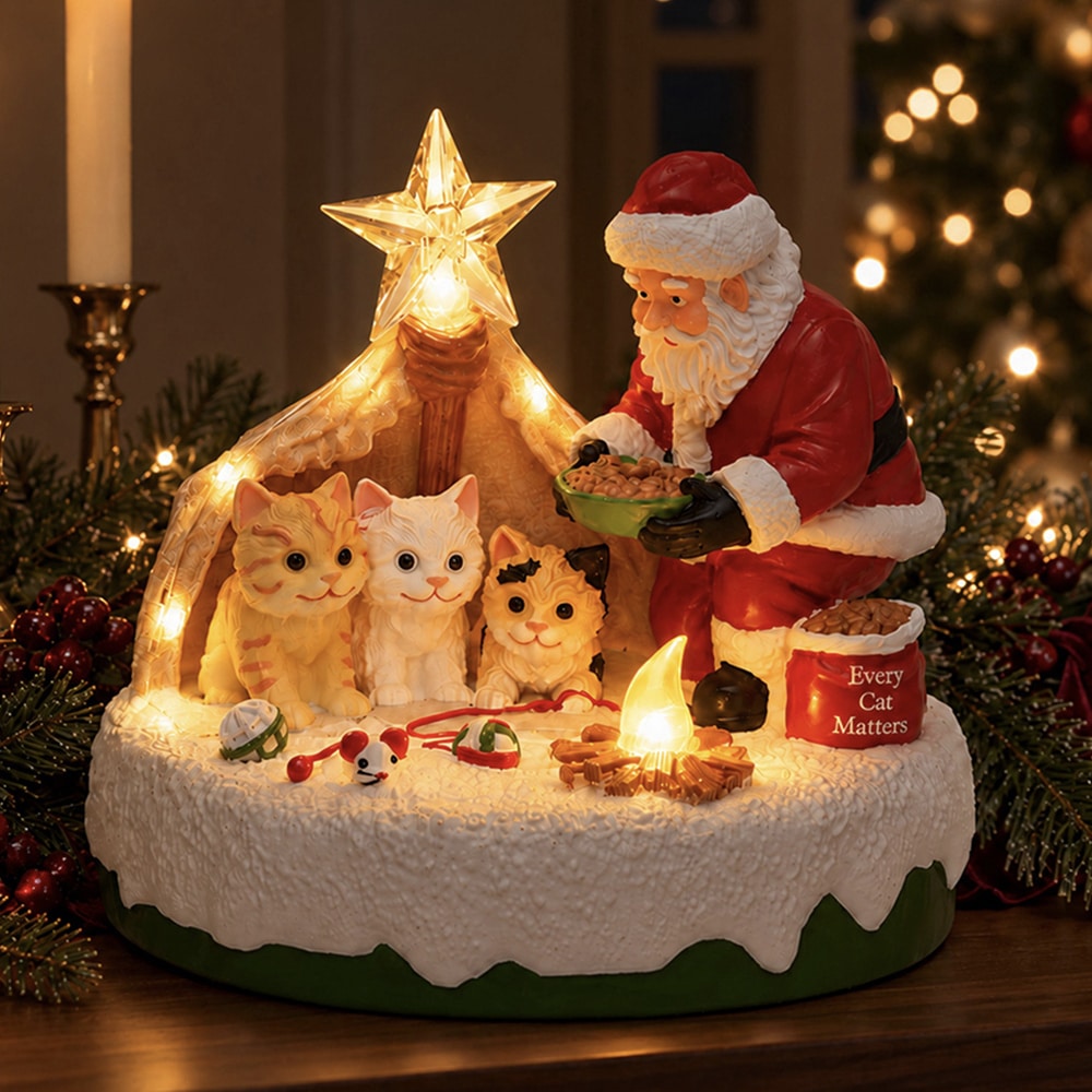 Santa’s Christmas Wish * Every Cat Matters – Hand Crafted , Lighted Holiday Decor - Image 2