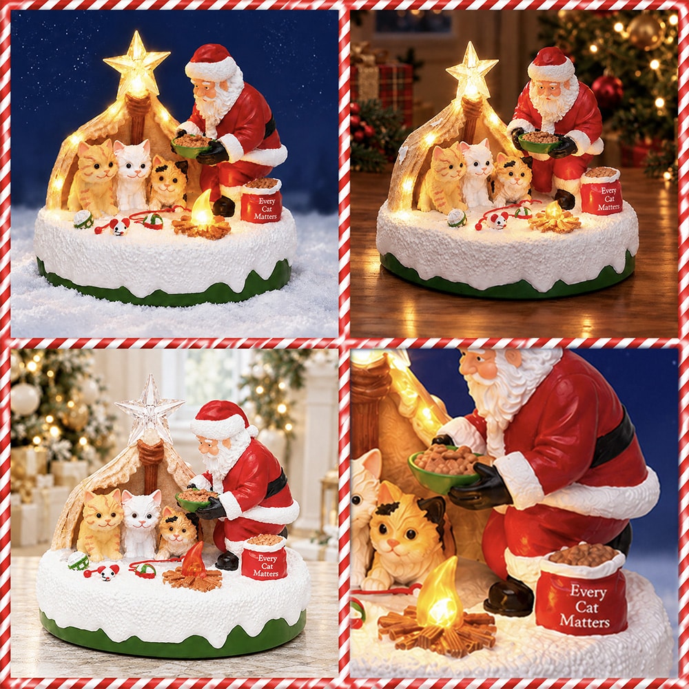 Santa’s Christmas Wish * Every Cat Matters – Hand Crafted , Lighted Holiday Decor - Image 6