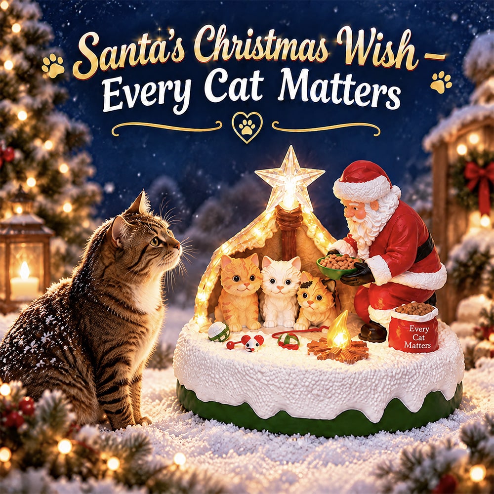 Santa’s Christmas Wish * Every Cat Matters – Hand Crafted , Lighted Holiday Decor - Image 3
