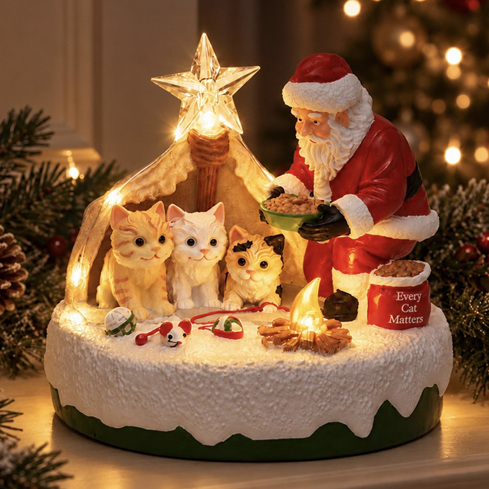 Santa’s Christmas Wish * Every Cat Matters – Hand Crafted , Lighted Holiday Decor - Image 8