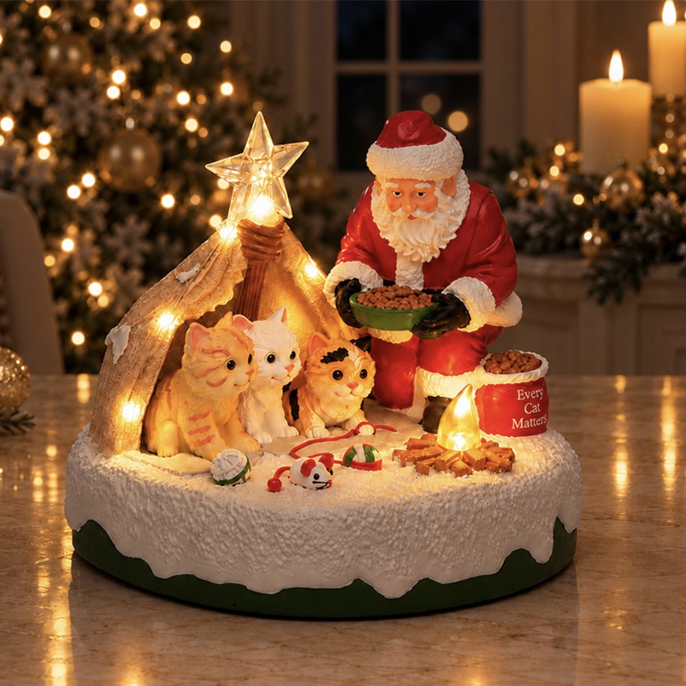 Santa’s Christmas Wish * Every Cat Matters – Hand Crafted , Lighted Holiday Decor - Image 9