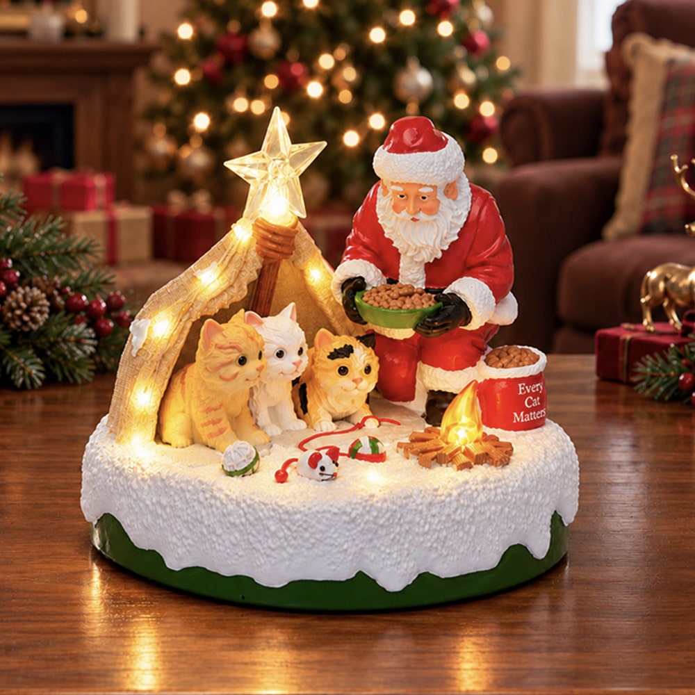 Santa’s Christmas Wish * Every Cat Matters – Hand Crafted , Lighted Holiday Decor - Image 5
