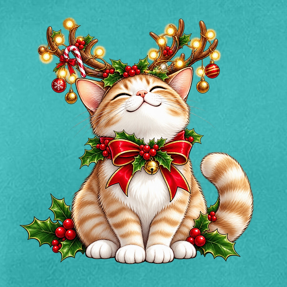 Comfort Colors Cat Reindeer Antlers Premium Hoodie Seafoam - Image 2