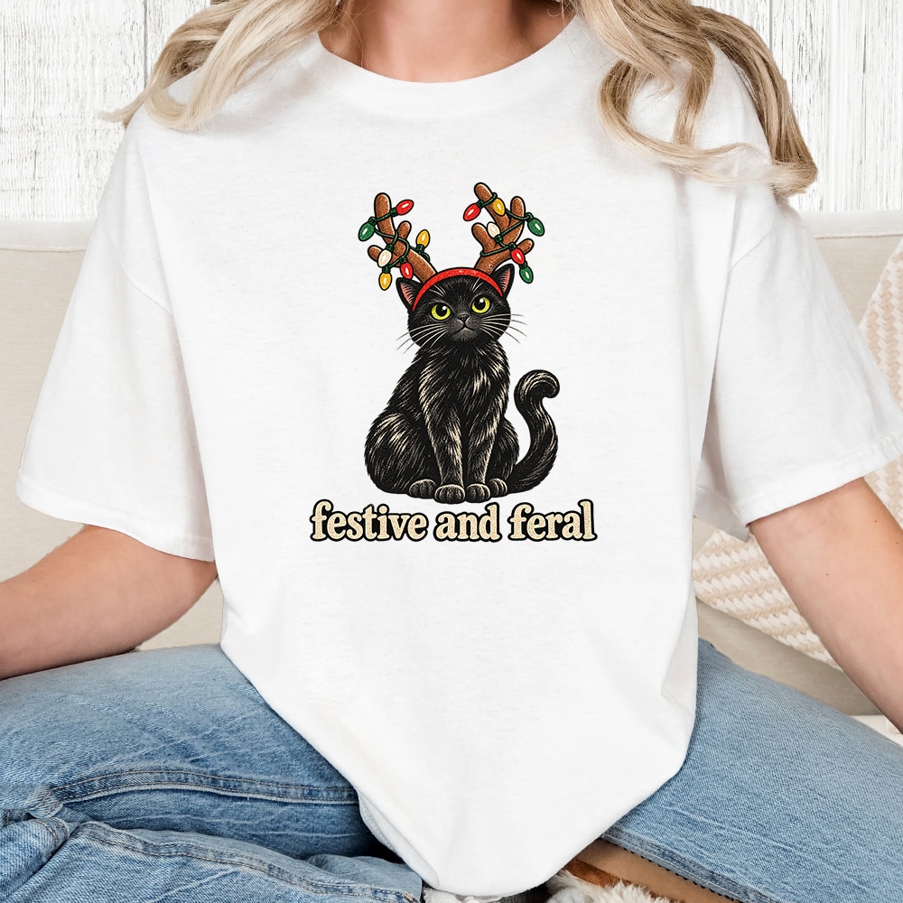 Comfort Colors Festive And Feral Vintage Washed Tee - White
