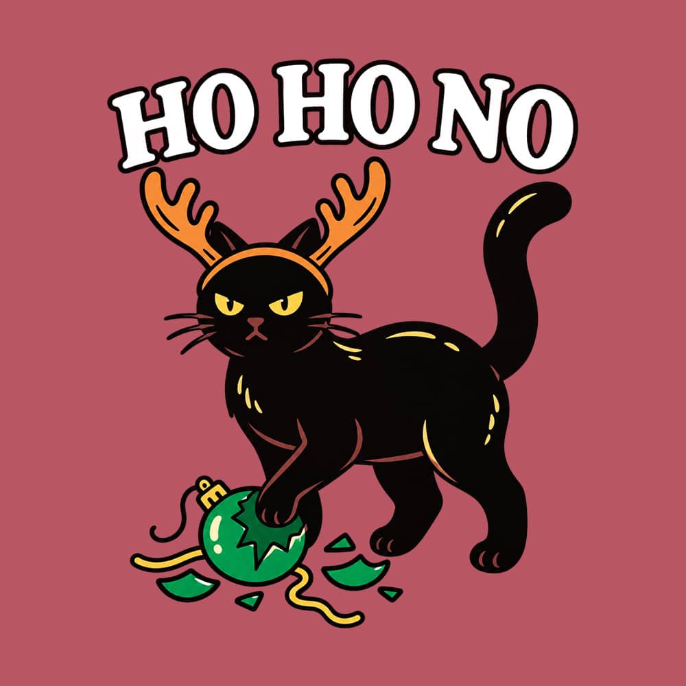 Comfort Colors Ho Ho No Black Cat Premium Hoodie Crimson - Image 2