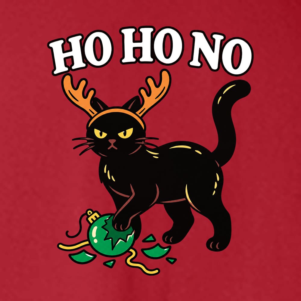 Ho Ho No Black Cat Sweatshirt Red - Image 2