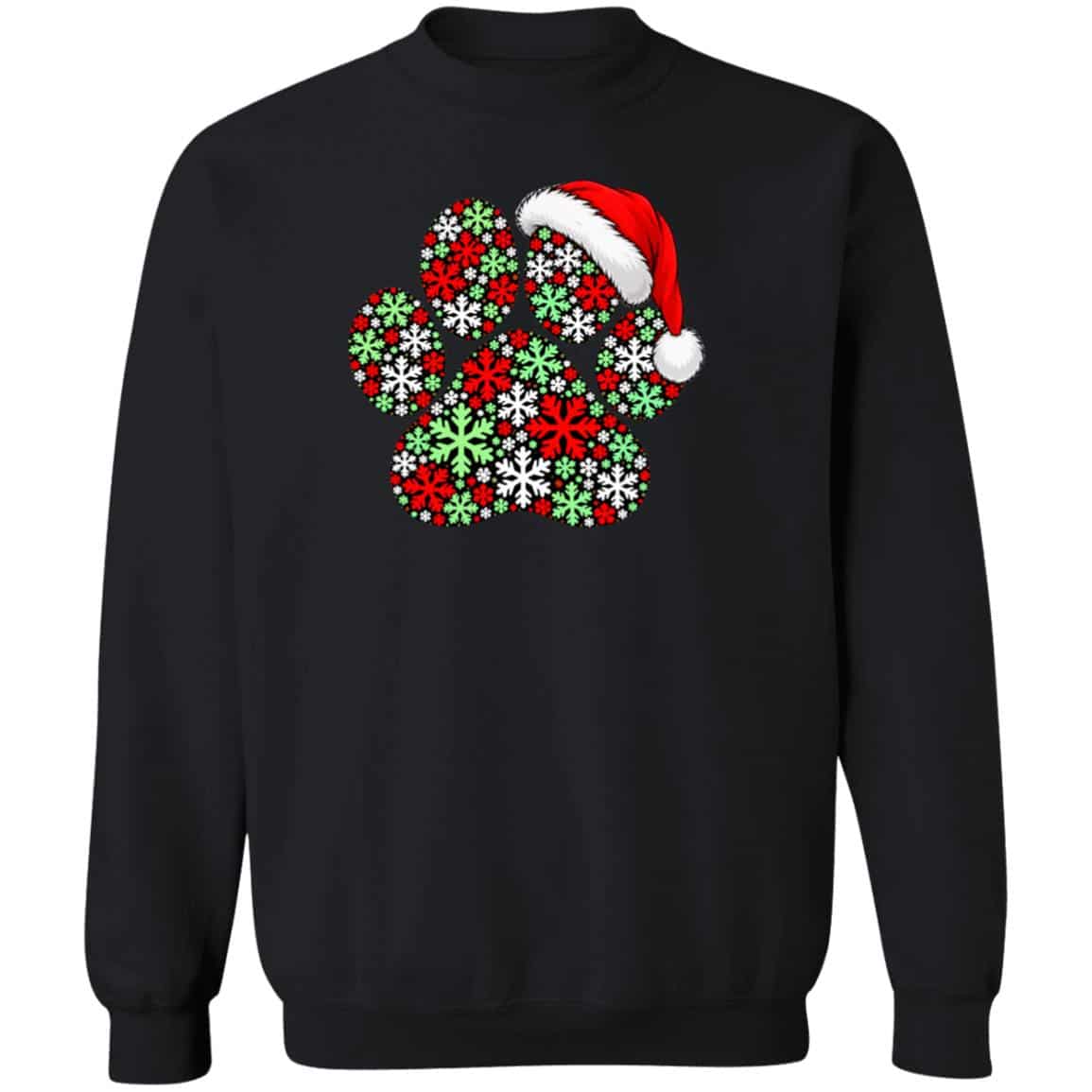 Snowflake Christmas Paw Sweatshirt Black