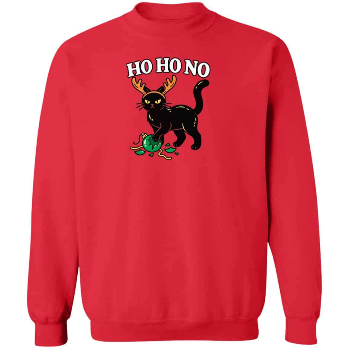 Ho Ho No Black Cat Sweatshirt Red